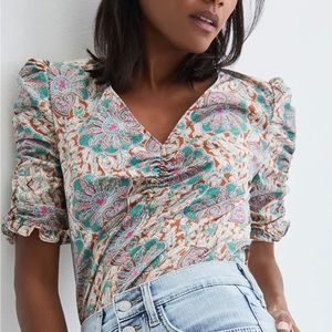 Veronica Beard Henrieta Medallion-Floral Top - Size 2